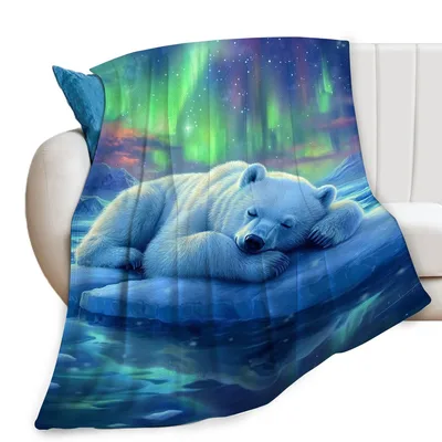 Polar Bear Under Aurora Blanket No. 2