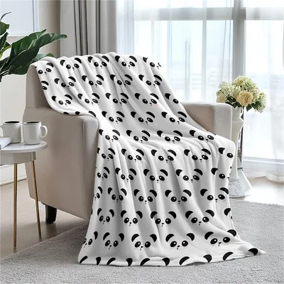 Panda Faces Pattern Blanket No. 2 Cute Animal Print for Cozy Days