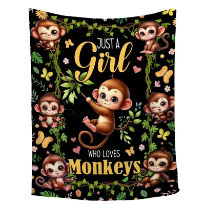 Just a Girl Blanket: Cute Monkey Love Design for Kids