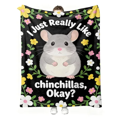 I Just Really Like Chinchillas Blanket: Floral Rodent Design