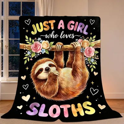 Just a Girl Blanket: Sloth Lover Design with Floral Art
