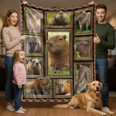 Capybara Frames Picture Collage Blanket: A Gallery of Calm Rodents