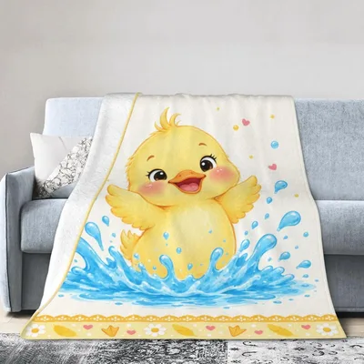 Yellow Duck Splashing Blanket for Kids and Duck Lovers