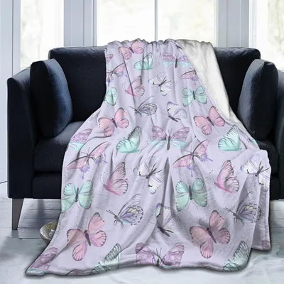 Purple Butterfly Pattern Blanket: Soft Flannel Design for Cozy Days