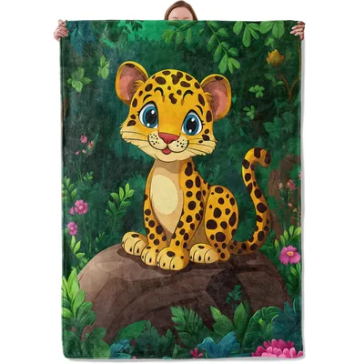 Cute Cartoon Leopard Cub Blanket