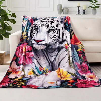 White Tiger with Tropical Blanket