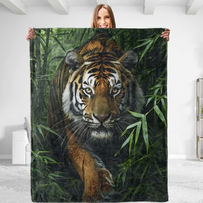 Tiger in Bamboo Forest Blanket: Wild Print for Nature Lovers