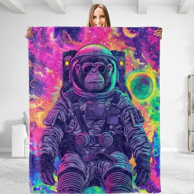 Astronaut Monkey in Galaxy Blanket: Cool Primate Space Adventure