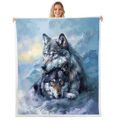 Two Wolves in Snow Blanket: A Pair of Wild Canines Resting Together