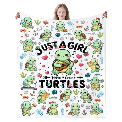 Just a Girl Blanket: Cute Turtle Lover Design