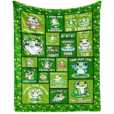 Frog Words Collage Blanket for Amazed Frog Lovers
