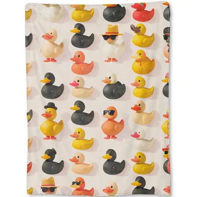 Retro Rubber Duck Pattern Blanket: Stylish Bath Toy Art