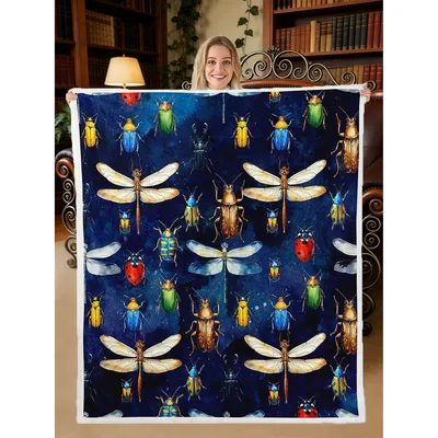Dragonfly and Beetle Pattern Blanket: Entomology-Inspired Insect Art