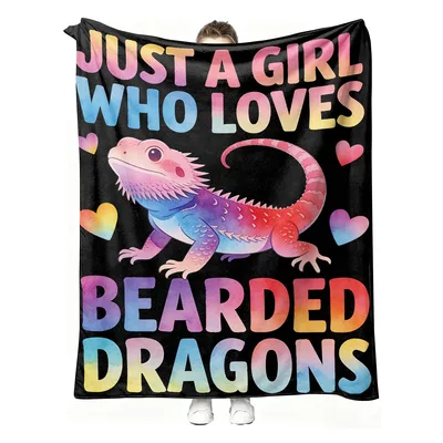 Just a Girl Blanket: Rainbow Bearded Dragon Design for Reptile Lovers