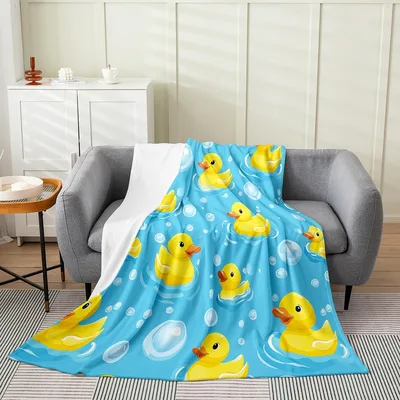 Yellow Rubber Ducks Pattern Blanket: Playful Bath Time Fun