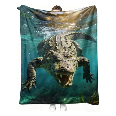 Crocodile Swimming Underwater Blanket for Reptile Lovers