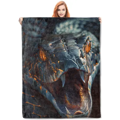 Fierce Snake Face Painting Blanket features a roaring