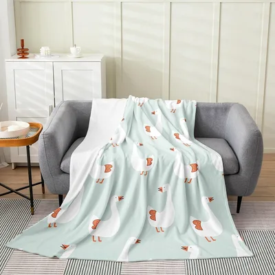 Cute Goose Pattern Kids Blanket featuring whimsical white geese