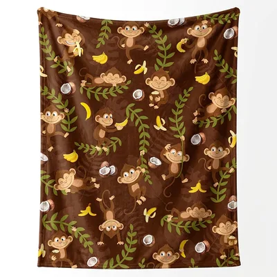 Monkeys and Bananas Pattern Blanket