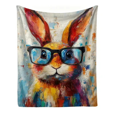 Pop Art Rabbit Blanket: Colorful Bunny with Glasses
