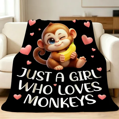 Just a Girl Blanket: Cute Monkey Design for Primate Fans