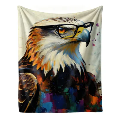Pop Art Eagle Blanket: Cool Eagle With Glasses Design