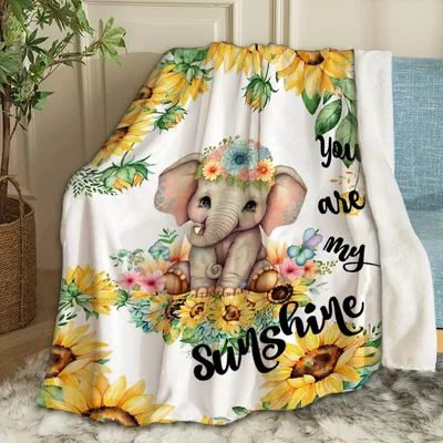 Sunflower Elephant You Are My Sunshine Blanket