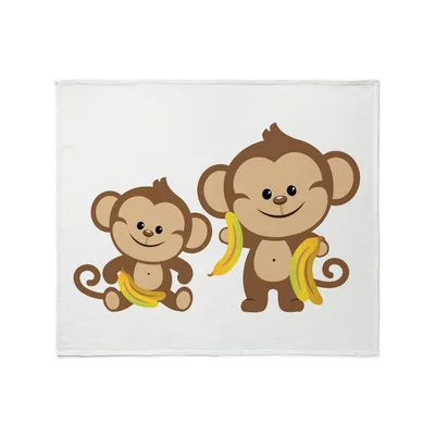 Two Little Monkeys Blanket: Cute Primates with Bananas