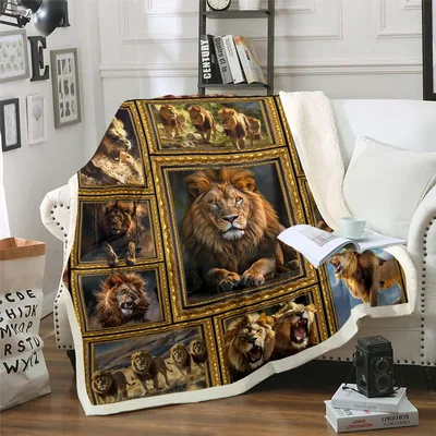 Lions in Gold Frames Blanket No. 2: Majestic Art Print