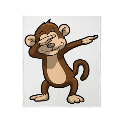 Dabbing Monkey Cartoon Blanket: Playful Primate Dab Design