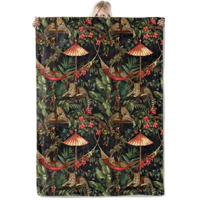 Big Cats in Jungle Blanket: Leopard Hammock Design