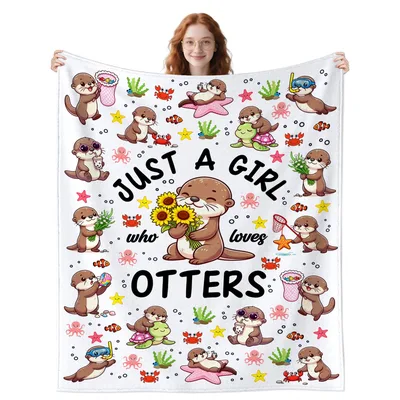 Just a Girl Blanket: Otter Lover Design for Cozy Days – Design 2