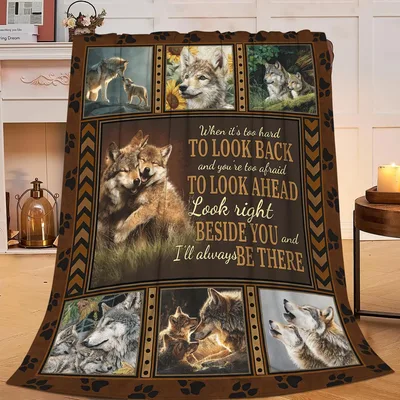 Wolves Photo Collage Quote Blanket for Wolf Lovers