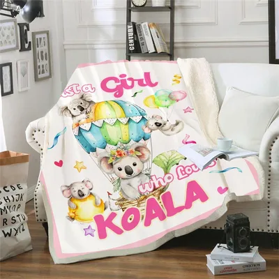Just a Girl Blanket: Koala Lover Hot Air Balloon Design