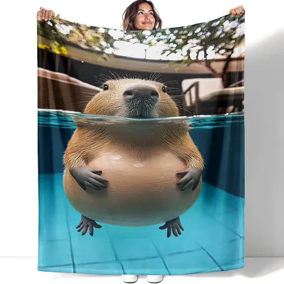 Capybara Swimming Underwater Blanket: A Floating Rodent Design