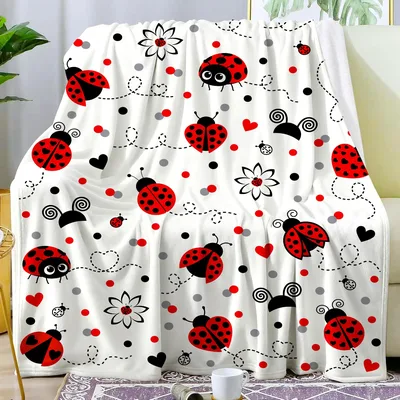 Red Ladybugs Polka Dot Blanket: Cute Insect Pattern for Kids and Teens