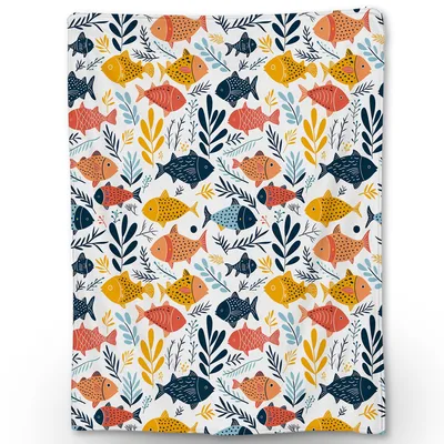 Cartoon Fish Pattern Blanket: A Playful Underwater School of Color