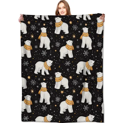 Polar Bears Winter Pattern Blanket: Arctic Bear Scarf Design