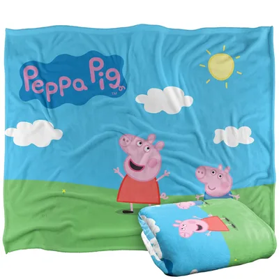 Sunny Day Cartoon Pig Blanket: Peppa and George Under a Bright Sun