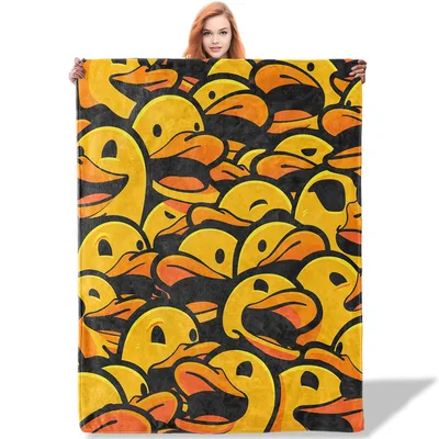 Funny Duck Faces Pattern Blanket for Playful Home Decor