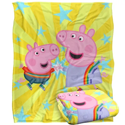 Pig Friends High Five Blanket: Peppa and George Rainbow Star Design