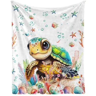 Baby Sea Turtle Cartoon Blanket