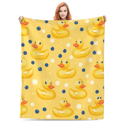 Rubber Duck Pattern Blanket: Classic Yellow Bath Toy Design