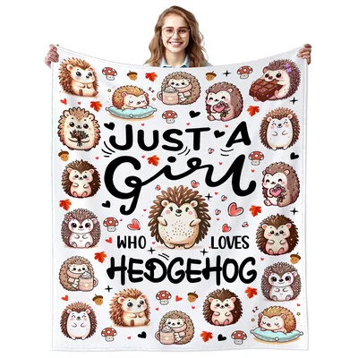 Just a Girl Blanket: Cute Hedgehog Lover Design – Design 2