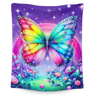 Rainbow Butterfly Purple Galaxy Blanket: A Vibrant Cosmic Wing Design