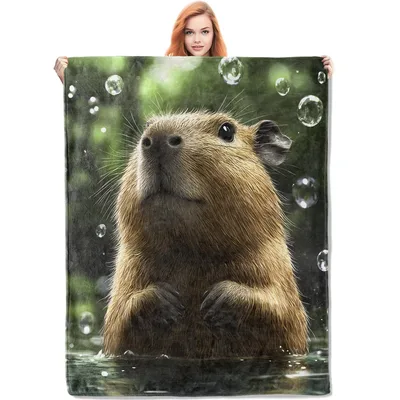 Capybara in Water Blanket: Realistic Rodent Floating with Bubbles