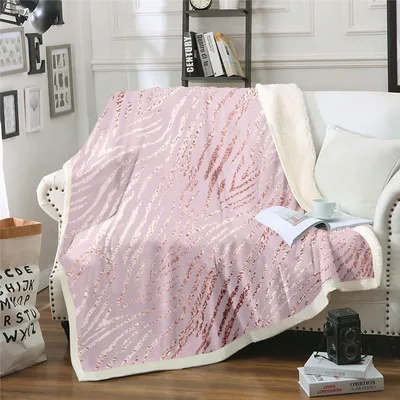 Pink Zebra Print Pattern Blanket: Abstract Animal Stripe Design