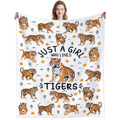Just a Girl Who Loves Tigers Blanket with Bold Tiger Print