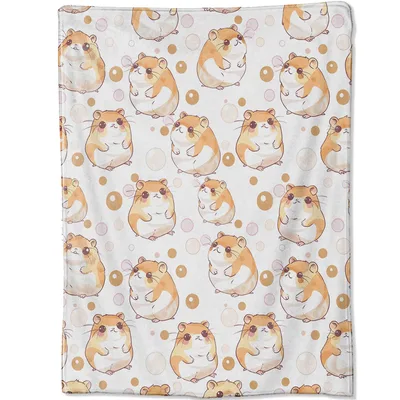 Hamster Bubbles Pattern Blanket: Round Hamsters and Floating Circles