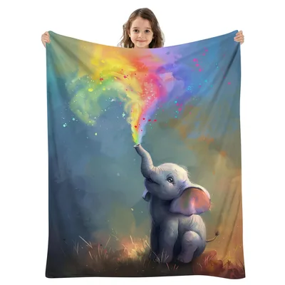 Rainbow Spray Baby Elephant Blanket